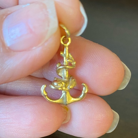 Vintage Solid 14k gold Anchor Charm pendant - Picture 3 of 7